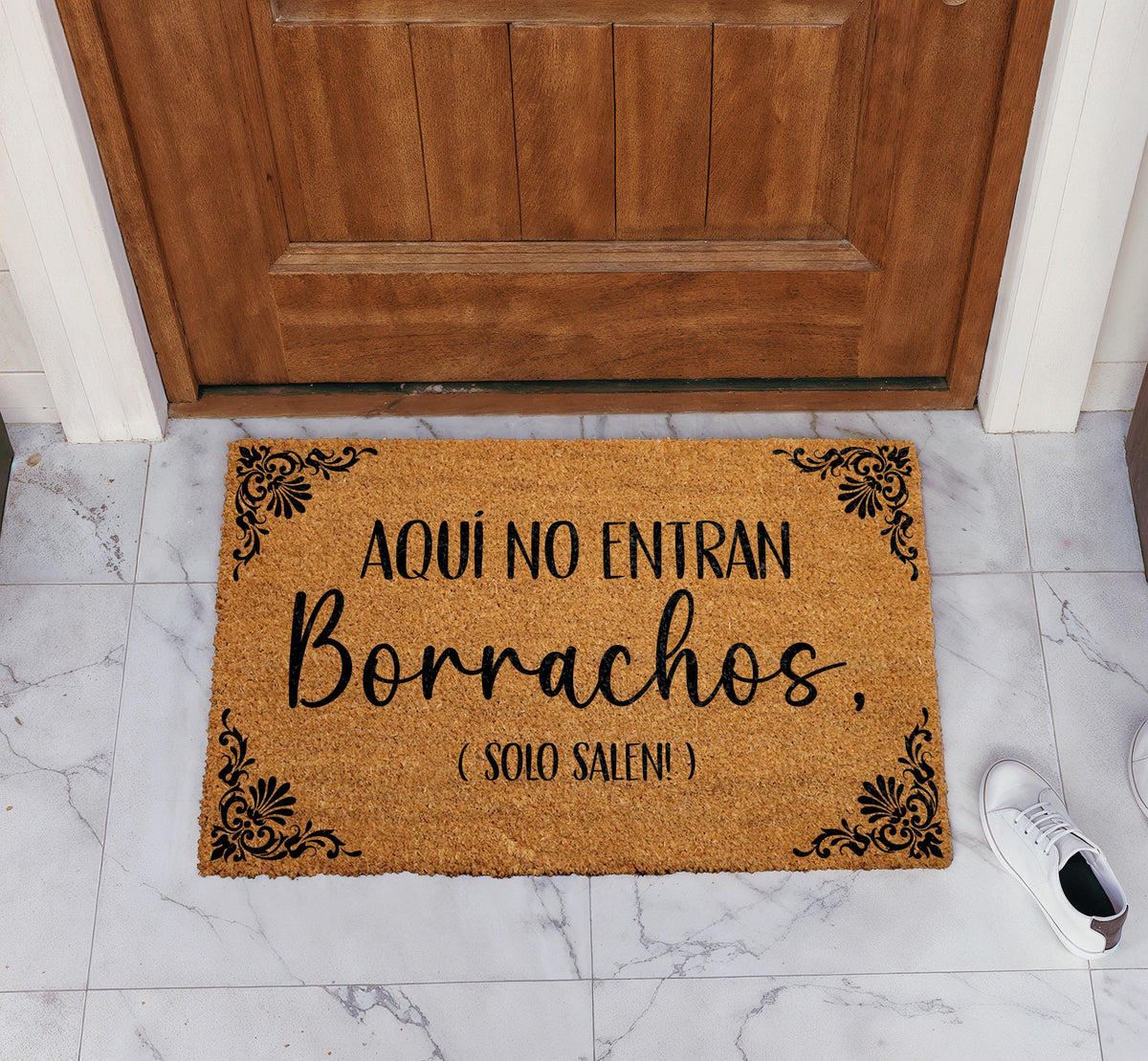 Aquí No Entran Borrachos Doormat, Spanish Welcome Door Mat, Funny Latino Party Decor