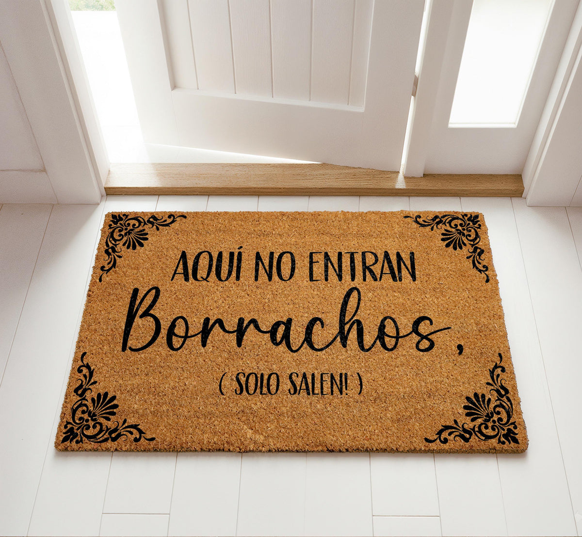 Aquí No Entran Borrachos Doormat, Spanish Welcome Door Mat, Funny Latino Party Decor