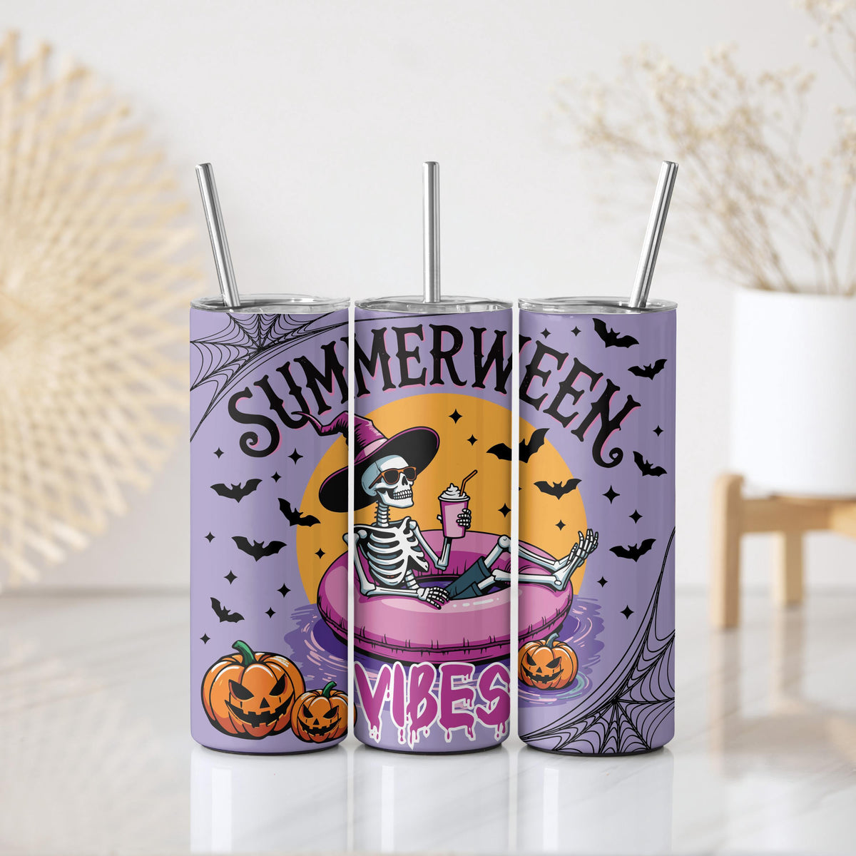 Vibrant Colors Summerween Vibes Tumbler With Straw
