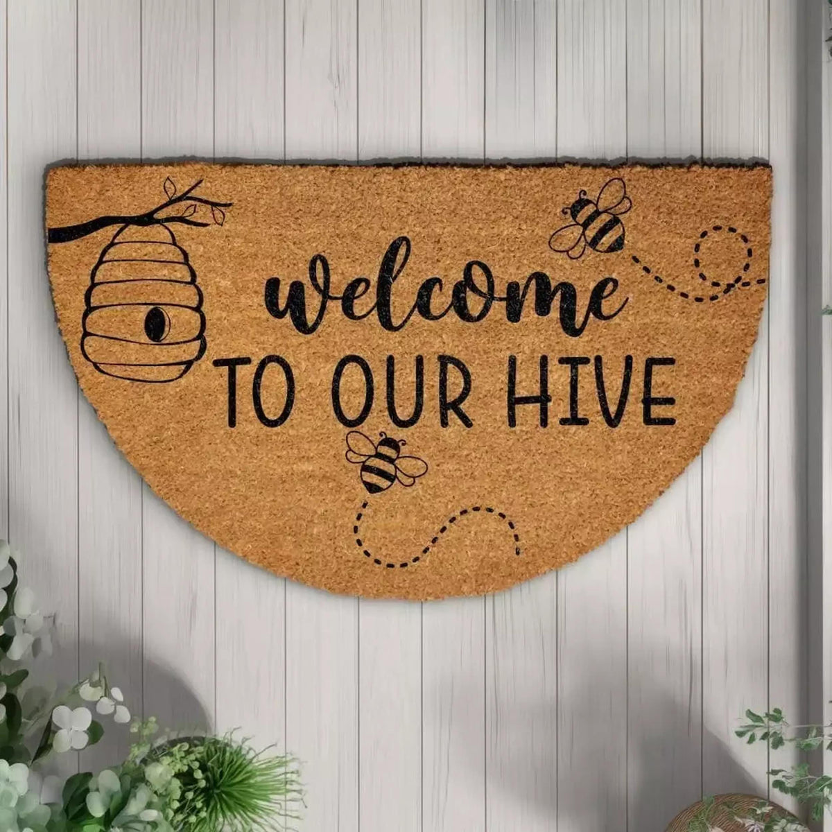 Welcome to Our Hive Doormat, Beehive Welcome Mat, Bee Themed Entrance Decor