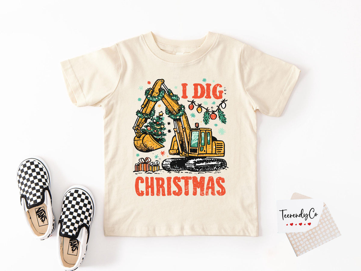 I Dig Christmas Shirt, Christmas Boys T-Shirt, Funny Christmas Kids Gift, Excavator Lover Christmas Sweatshirt, Toddler XMAS Tee