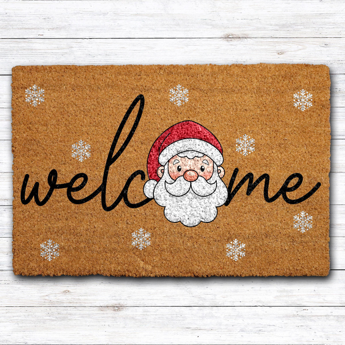 Santa Welcome Doormat, Cute Christmas Front Door Mat, Jolly Santa Claus Welcome Mat