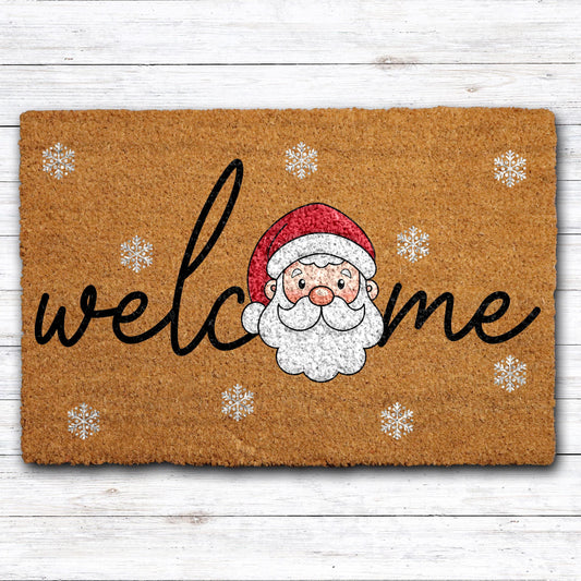 Santa Welcome Doormat, Cute Christmas Front Door Mat, Jolly Santa Claus Welcome Mat