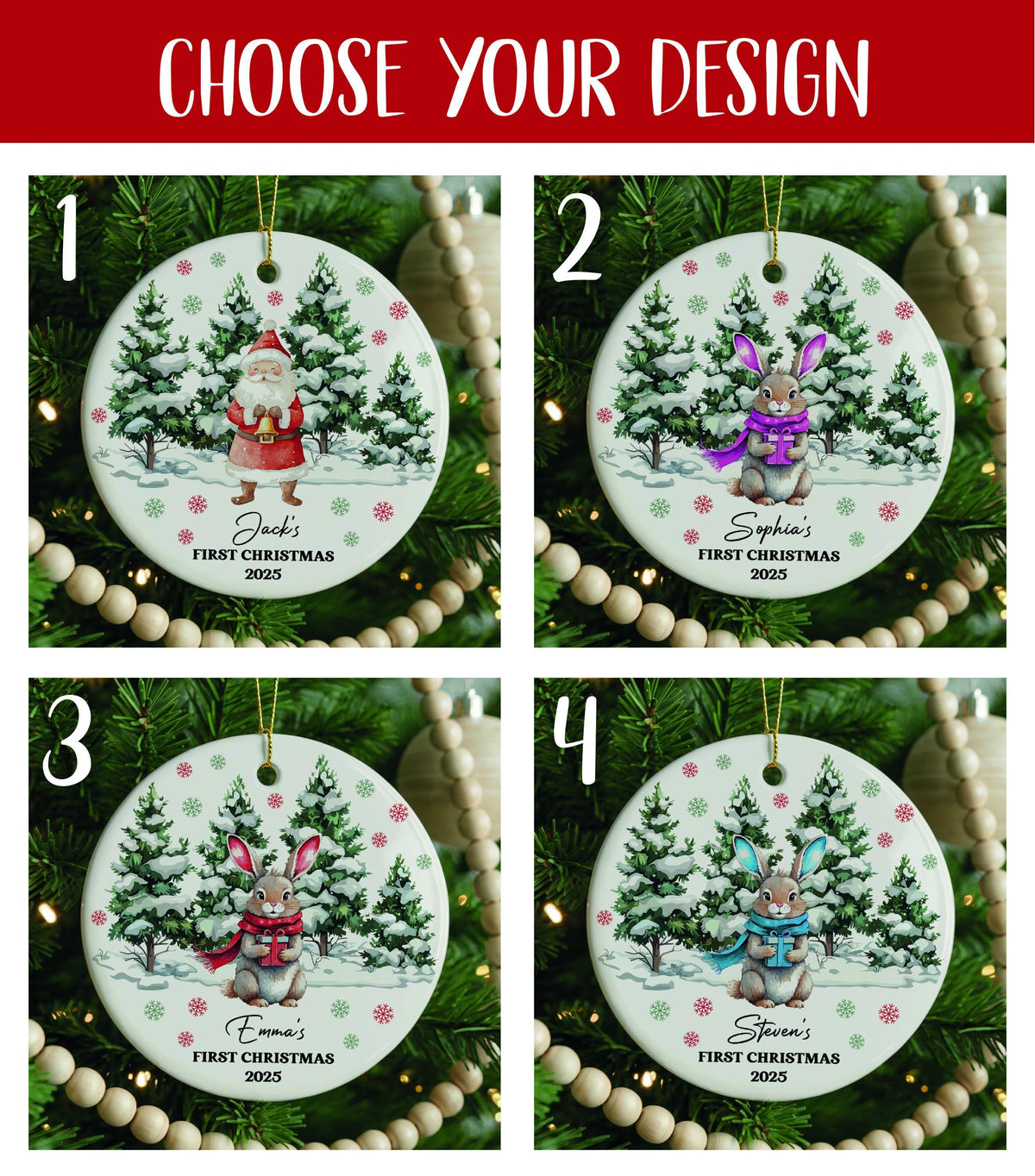 Personalized Baby's First Christmas Ornament, Ceramic Keepsake