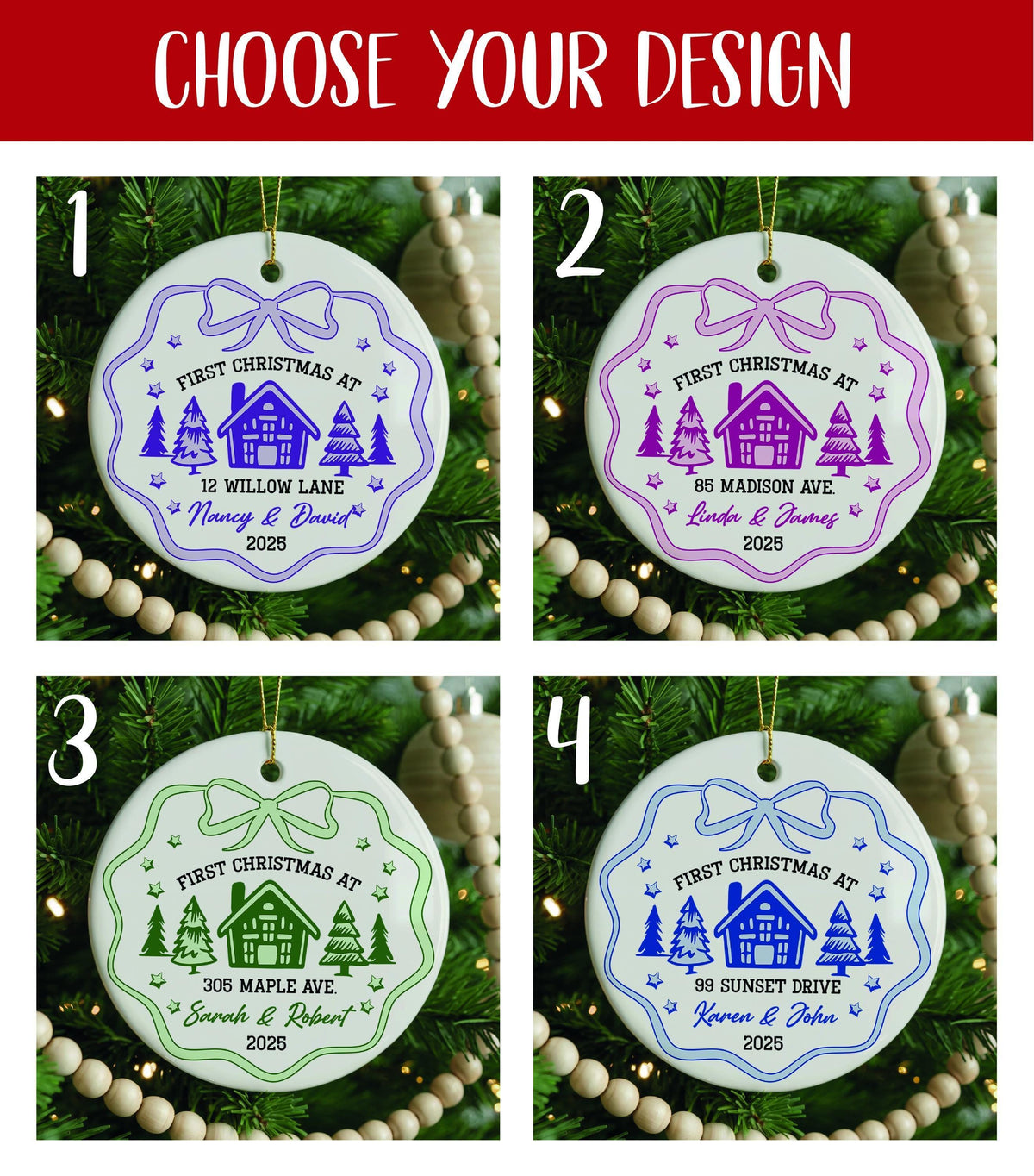 Personalized First Christmas New Home Ceramic Ornament, Couple Keepsake