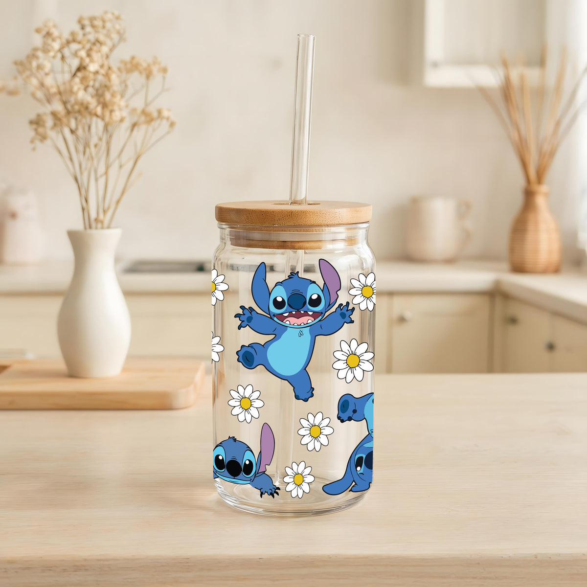 Cute Alien Can Glass Cup, Aesthetic Iced Coffee Tumbler, Reusable Funny Cartoon Glass