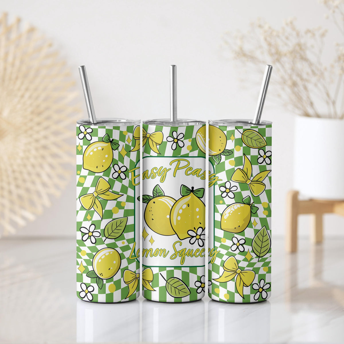 Easy Peasy Lemon Squeezy Tumbler, Funny Lemon Themed Drinkware, Summer Citrus Travel Cup