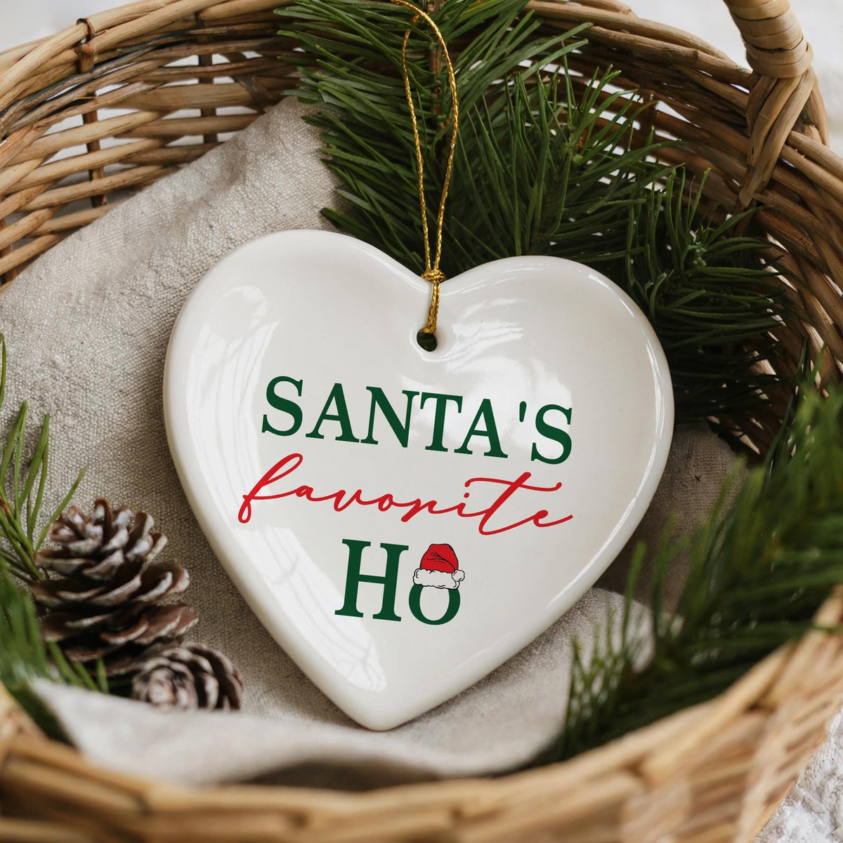 Santa's Favorite Ho Ceramic Ornament, Funny Christmas Keepsake