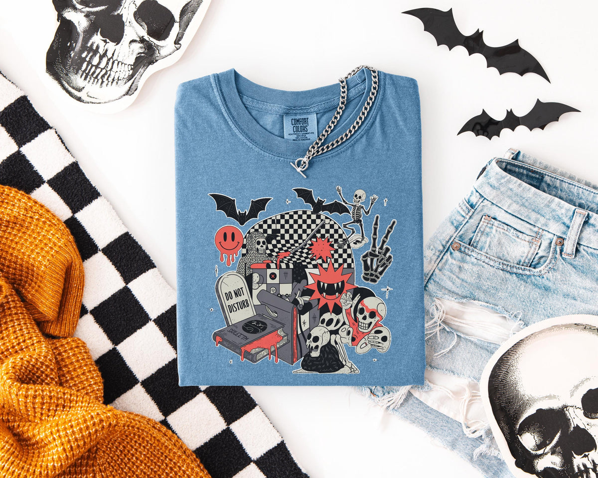 Do Not Disturb Skeleton Vampire Comfort Colors® Shirt, Funny Skeletons Halloween T-shirt, Skeleton Boo Party Tee, Spooky Vibes Crewneck