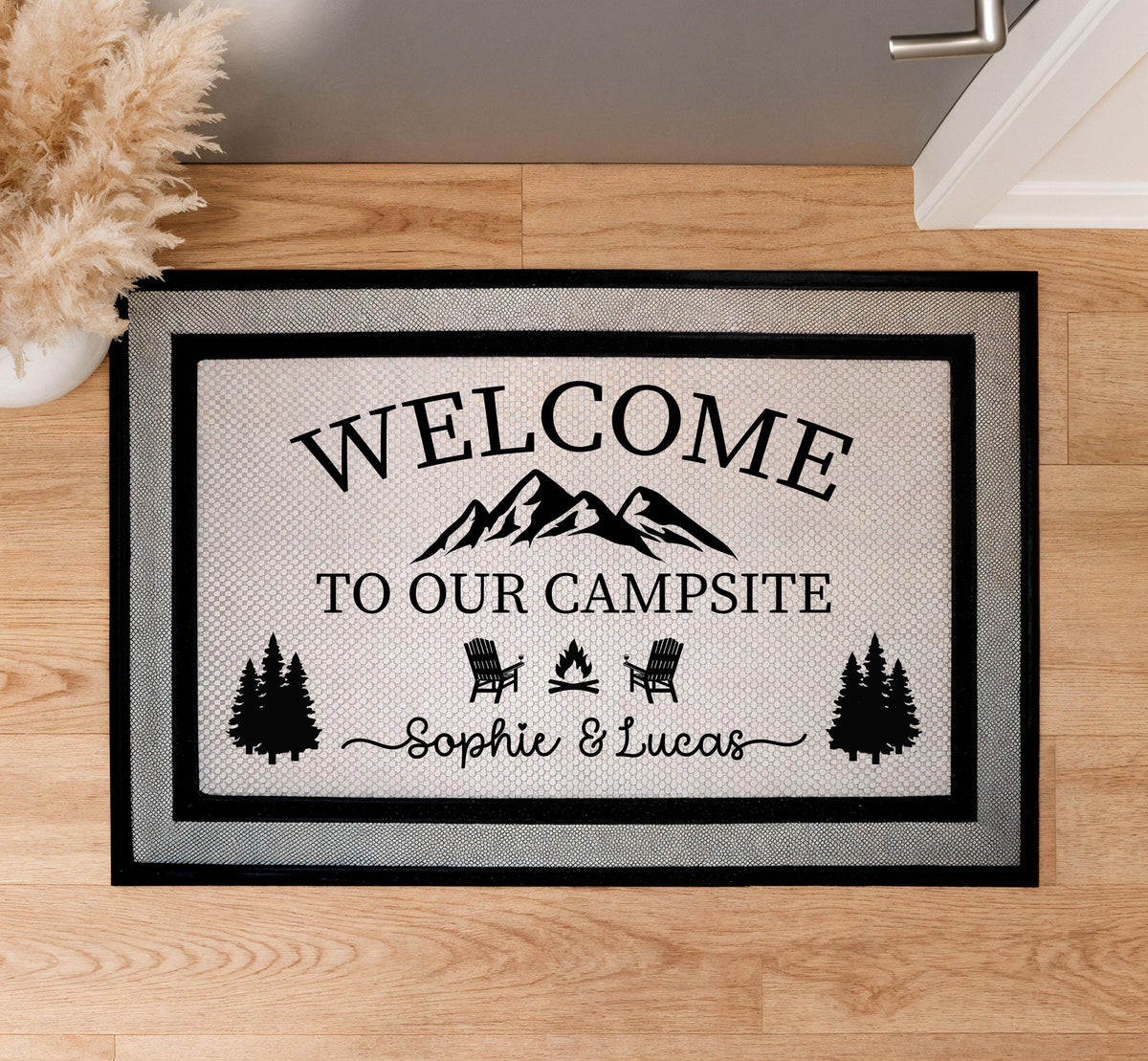 Personalized Welcome to Our Campsite Doormat, Custom Couple's Name Welcome Mat