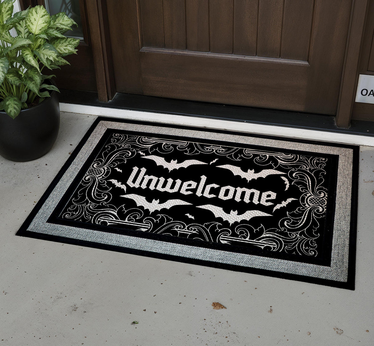 Unwelcome Bat Doormat, Gothic Spooky Home Decor, Vampire Bat Entry Mat