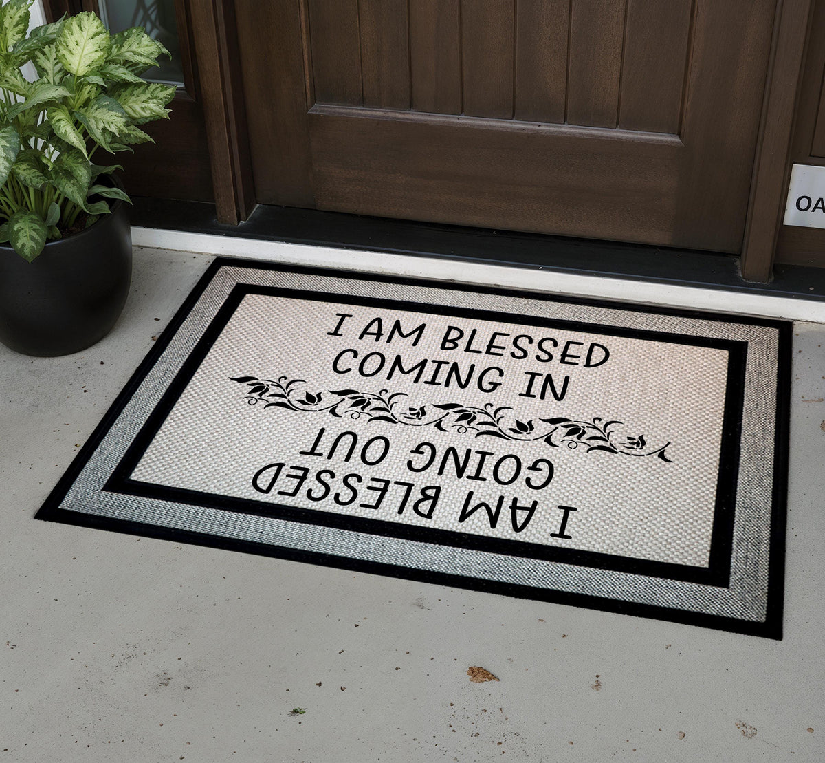 I am Blessed Coming In And Going Out Doormat, Inspirational Welcome Mat, Christian Home Decor
