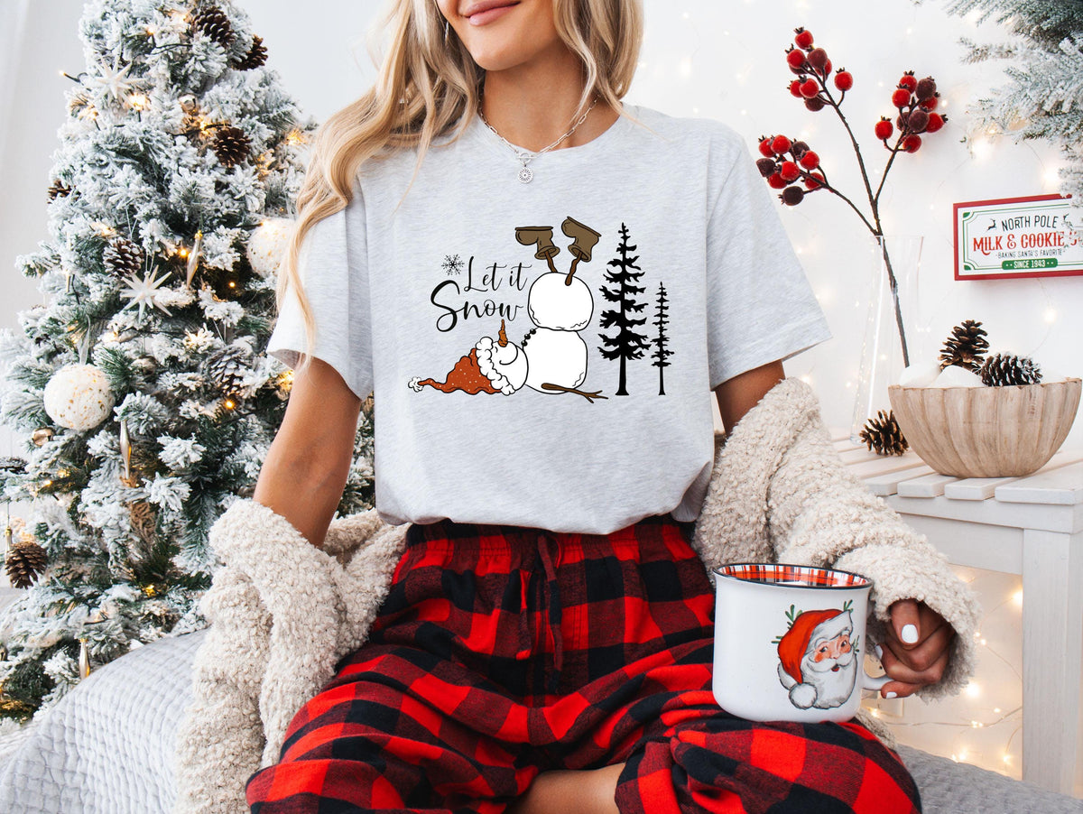 Let It Snow T-Shirt, Santa Snowman Shirt, Funny Holiday Gift Tee, Christmas Family Sweatshirt