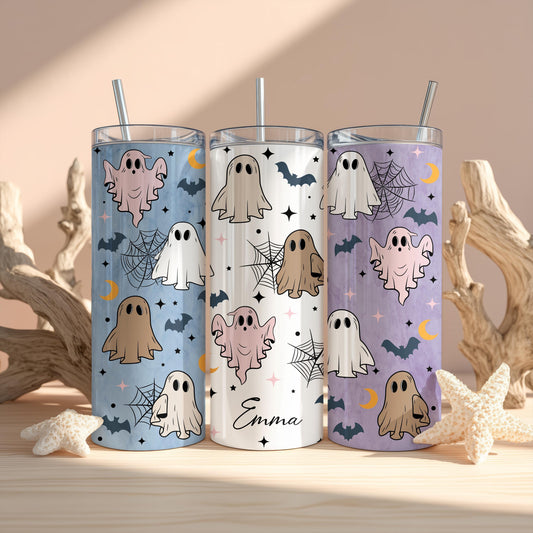 Customizable Cute Ghost Pattern Stainless Steel Tumbler