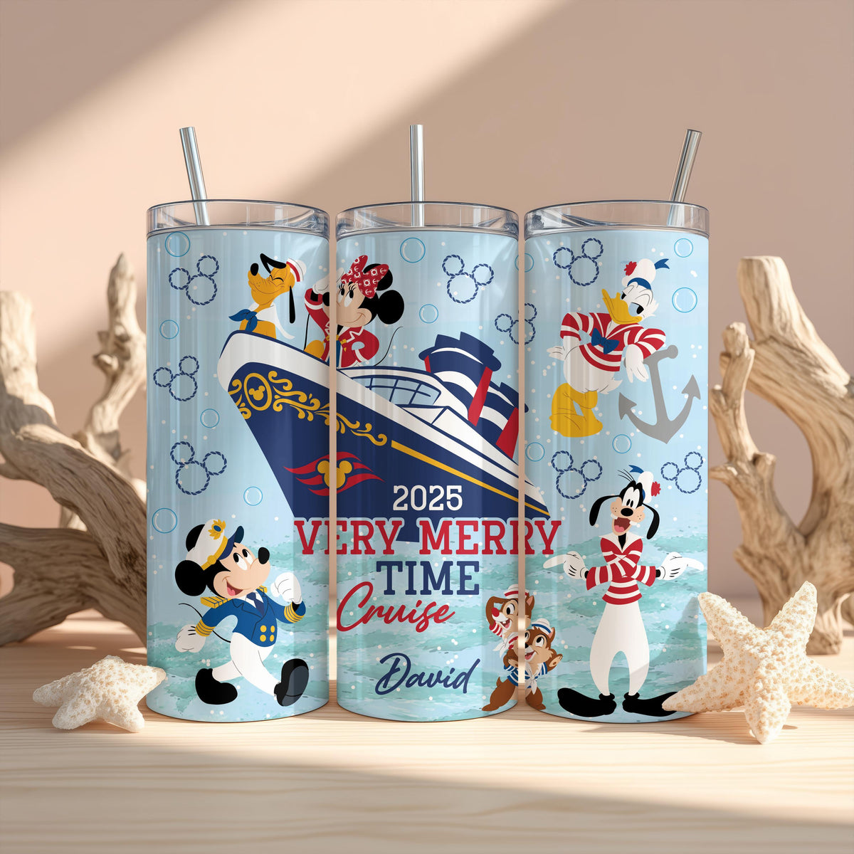 Personalized Christmas Cruise Tumbler with Straw, Holiday Travel Cup, Custom Name Gift