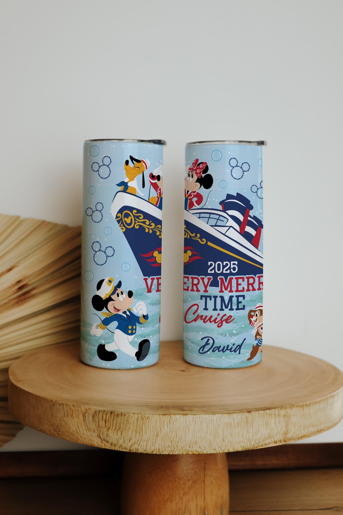 Personalized Christmas Cruise Tumbler with Straw, Holiday Travel Cup, Custom Name Gift