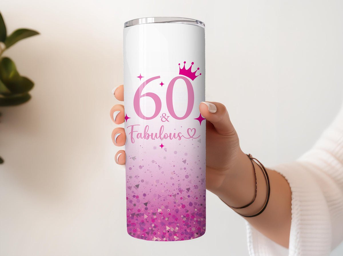 Glitter Design 60 & Fabulous Tumbler With Straw