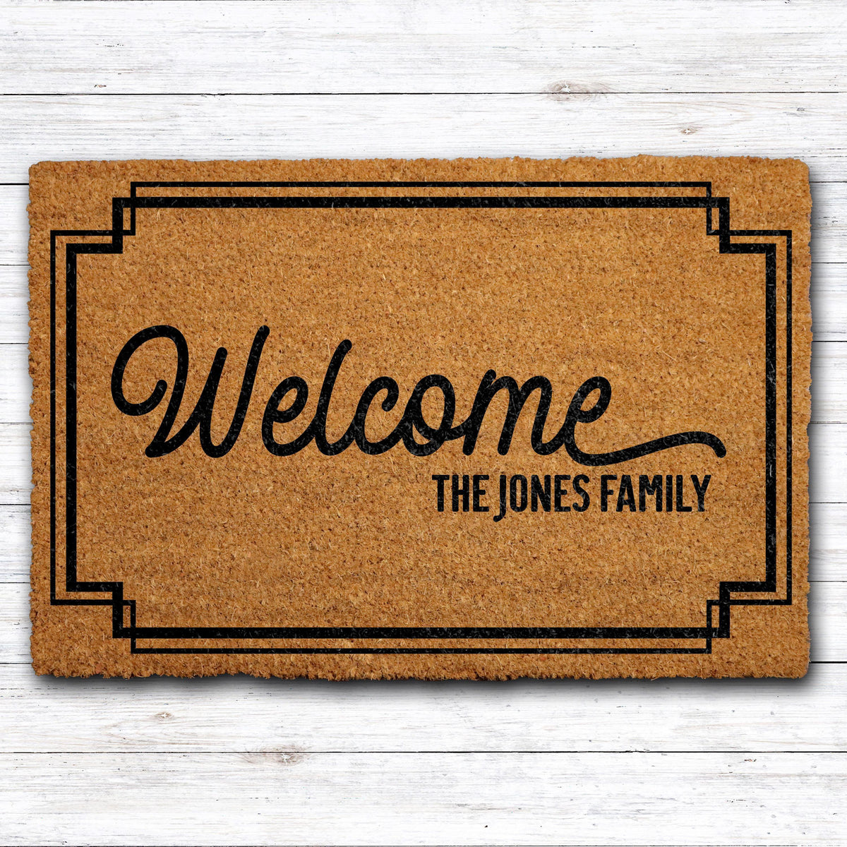 Personalized Welcome Mat, Custom Family Name Doormat, Elegant Front Porch Coir Rug