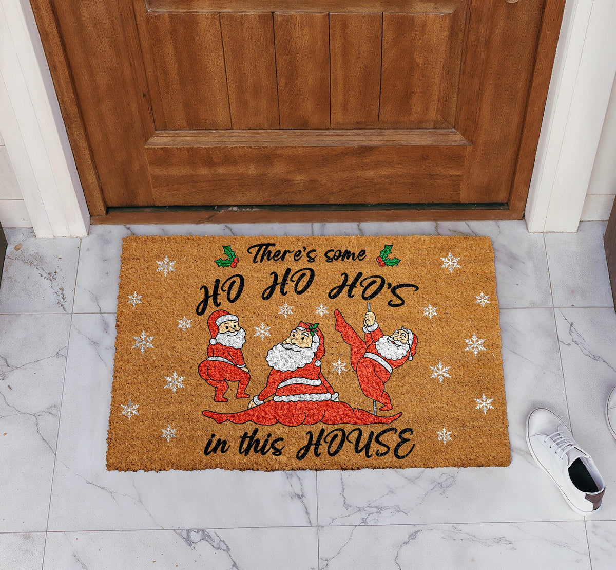 Naughty Santa Christmas Door Mat, There's Some Ho's In This House Doormat