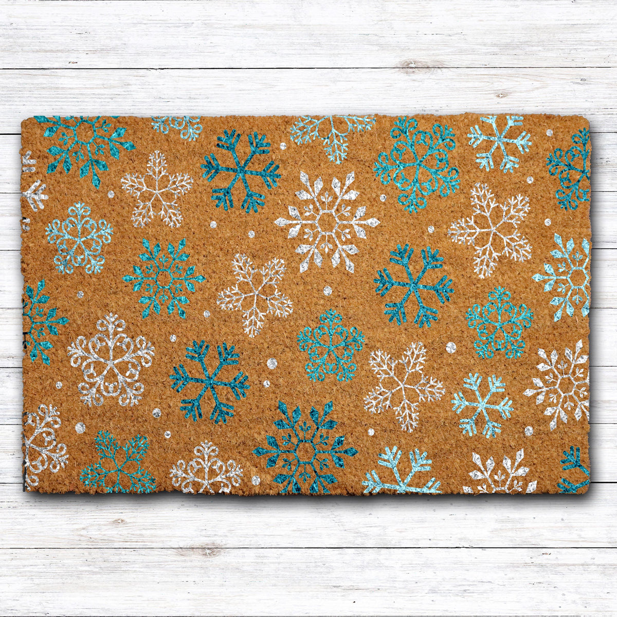 Winter Snowflake Doormat, Colorful Snowflakes Pattern Welcome Mat, Christmas Holiday Gift