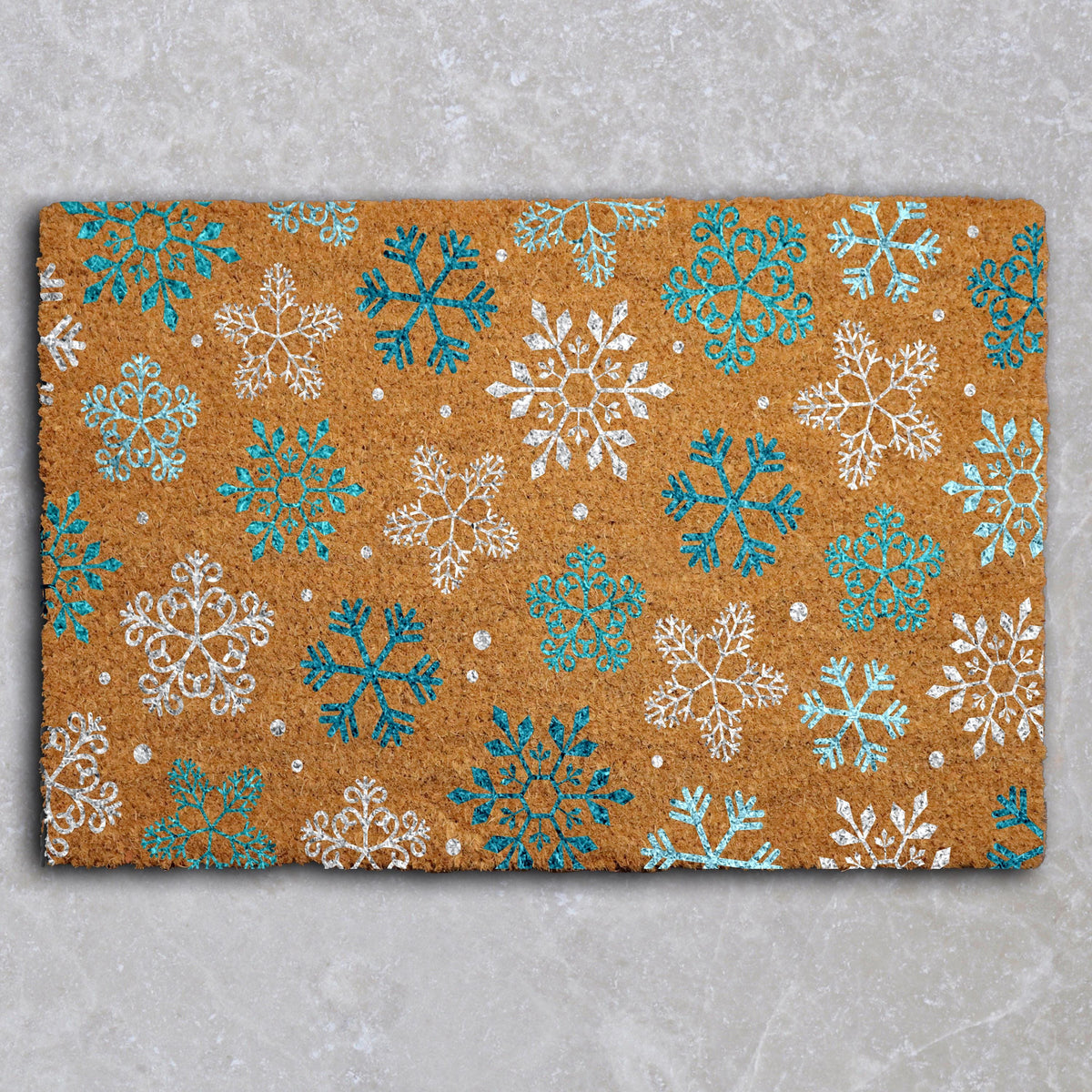 Winter Snowflake Doormat, Colorful Snowflakes Pattern Welcome Mat, Christmas Holiday Gift