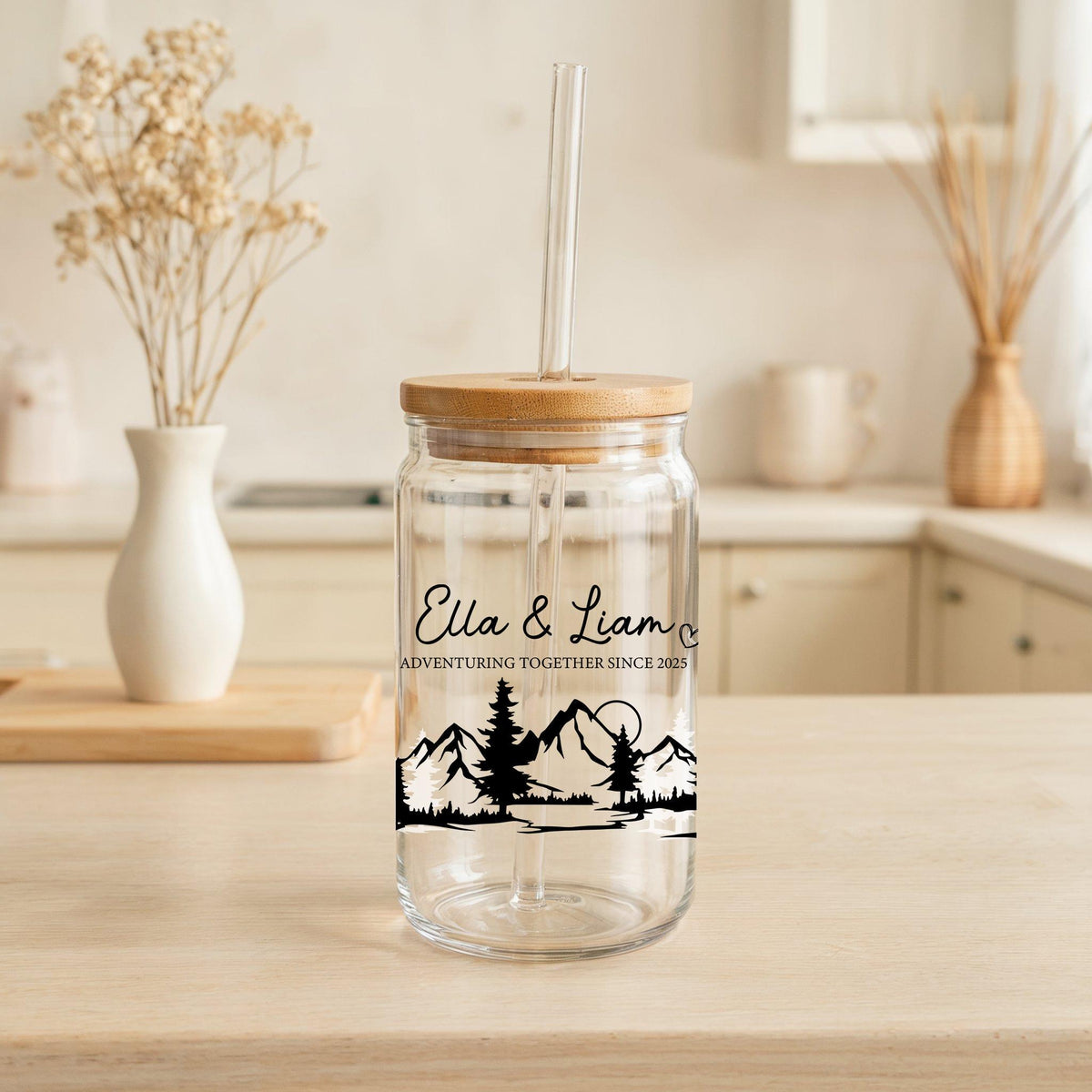 Customizable Adventuring Together Since Can Glass Tumbler