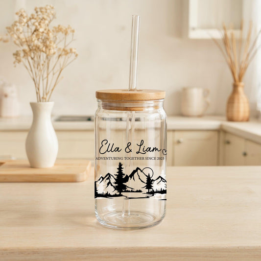 Customizable Adventuring Together Since Can Glass Tumbler