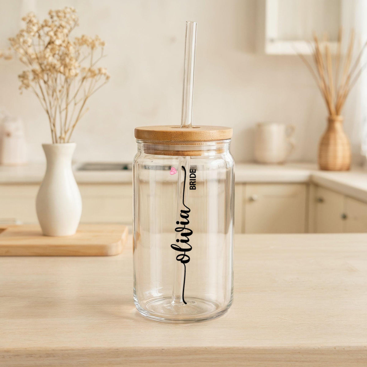 Customizable Bride & Bridesmaids Can Glass Tumbler