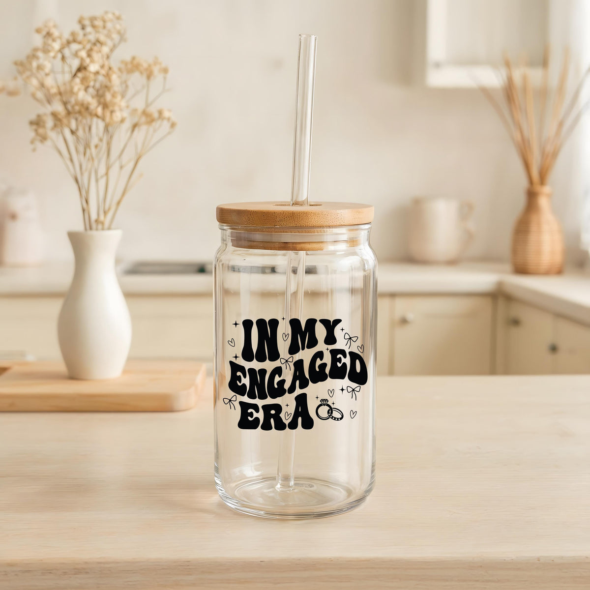 In My Engaged Era Can Glass Tumbler, Engagement Gift For Bride To Be, Engagement Party Presents
