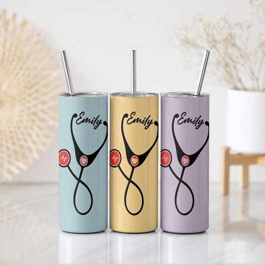 Customizable Stethoscope Inspired Stainless Steel Tumbler, Healthcare Workers Insulated Tumbler