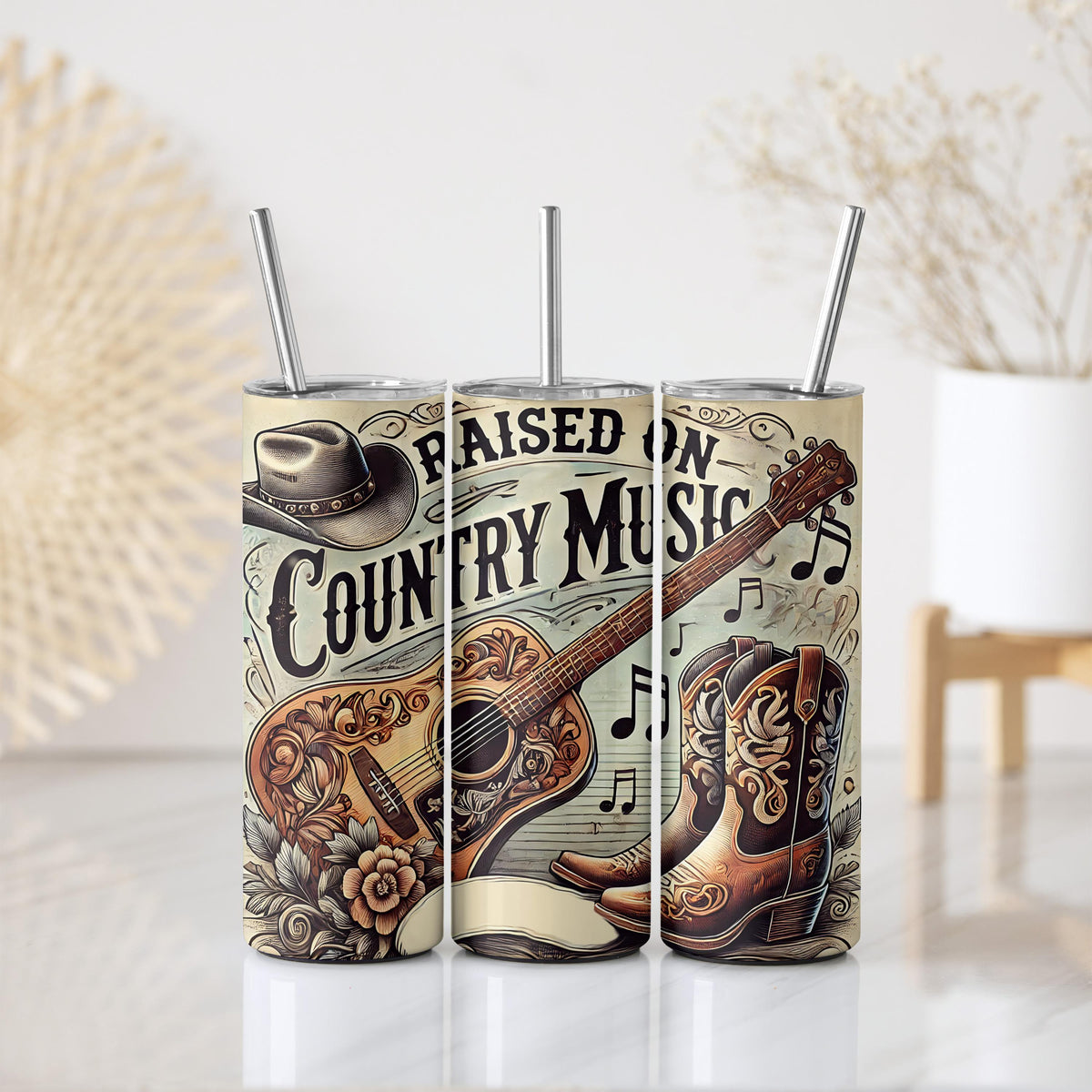 Raised On Country Music Stainless Steel Tumbler