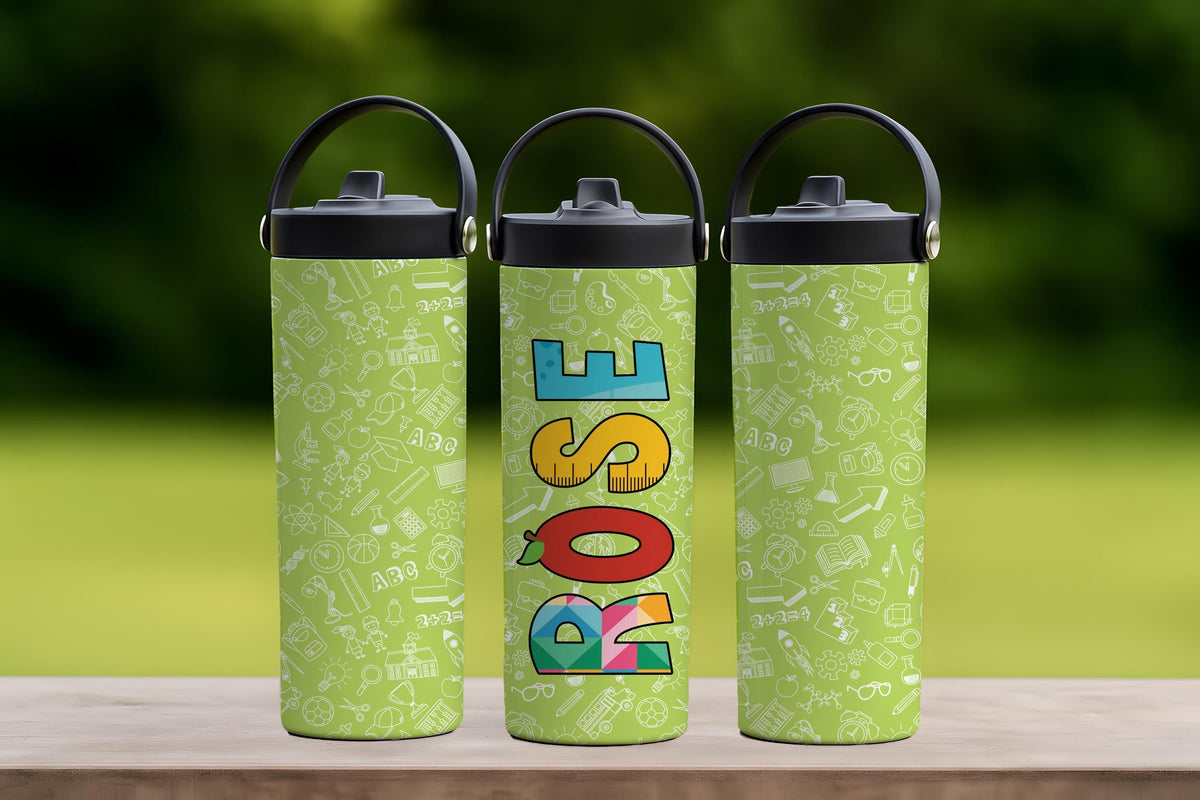 Personalized Back to School Student Tumbler With Foldable Straw