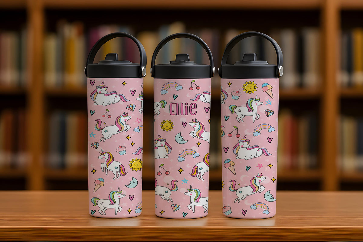 Personalized Vibrant Color Pink Tumbler With Foldable Straw