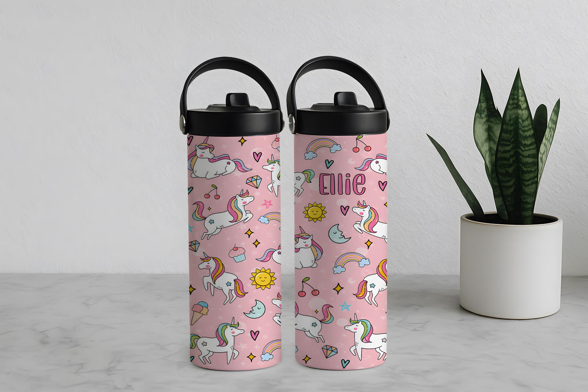 Personalized Vibrant Color Pink Tumbler With Foldable Straw
