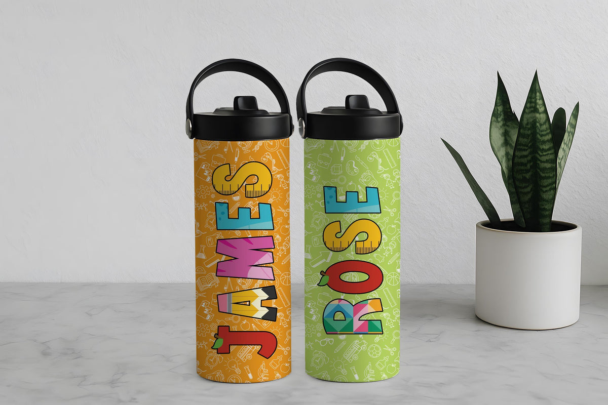 Personalized Back to School Student Tumbler With Foldable Straw