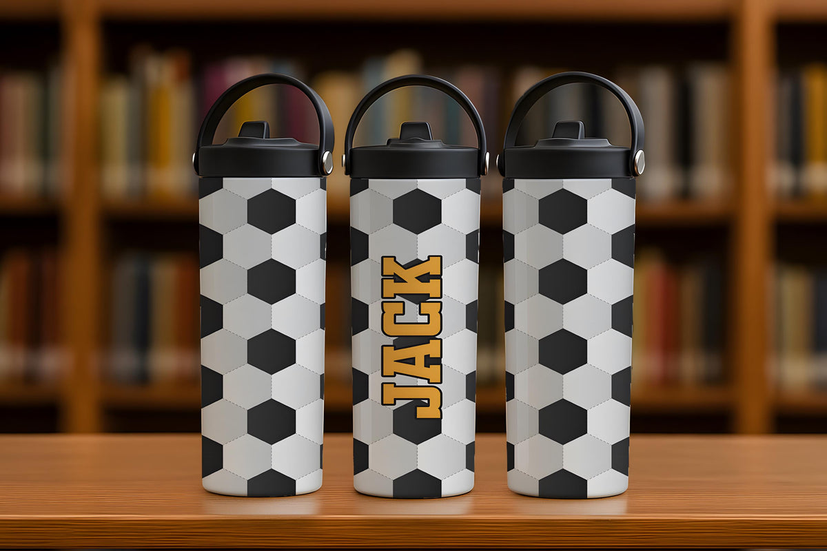 Personalized Sport Theme Kids Tumbler With Foldable Straw, Team Player Training Water Bottle