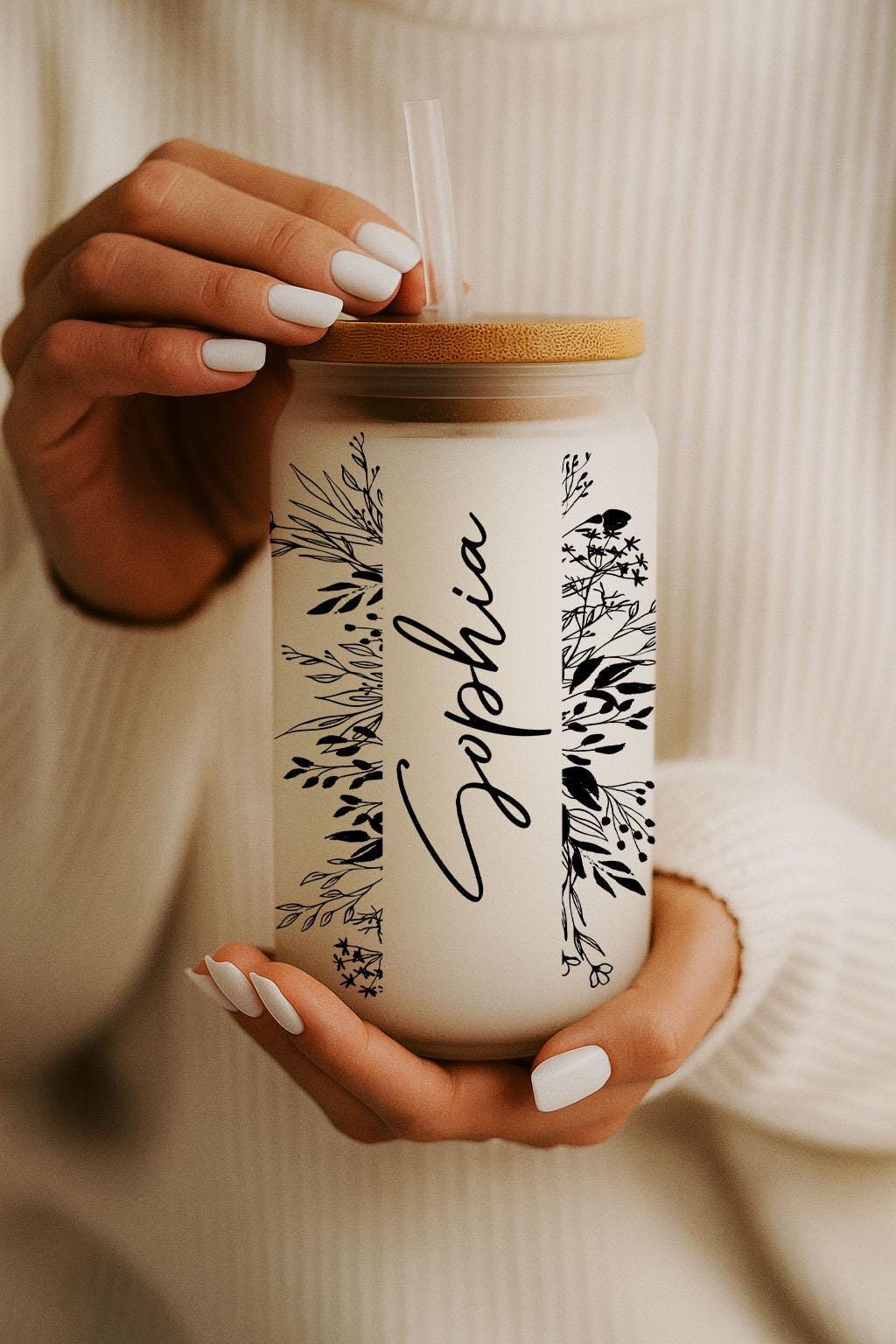Personalized Best Team Can Glass Tumbler, Friend Group Matching Glass Cup