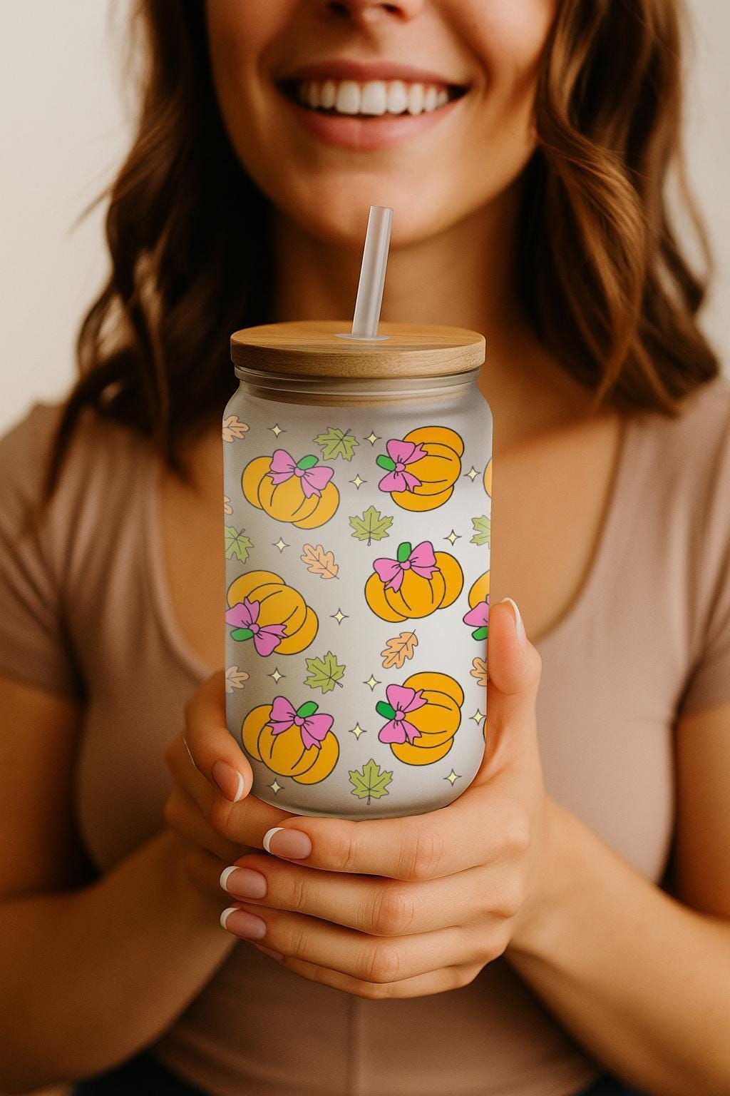 Aesthetic Pumpkins With Coquette Can Glass Tumbler