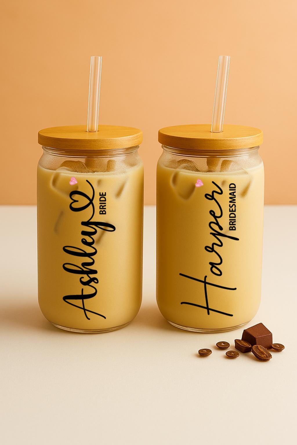 Customizable Bride & Bridesmaids Can Glass Tumbler