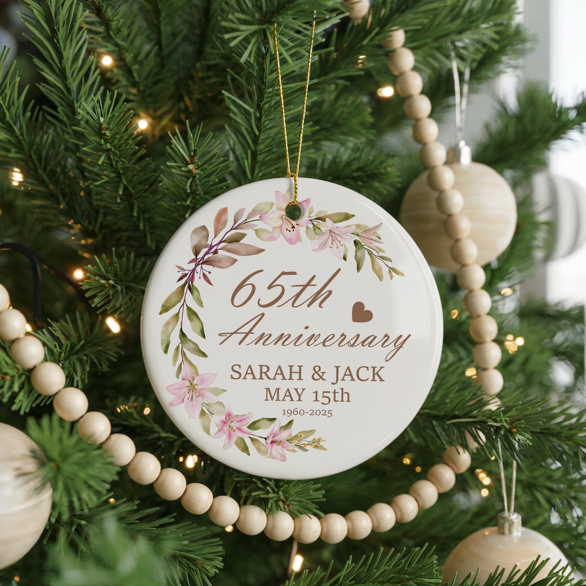 Personalized Anniversary Ornament, Custom Ceramic Keepsake