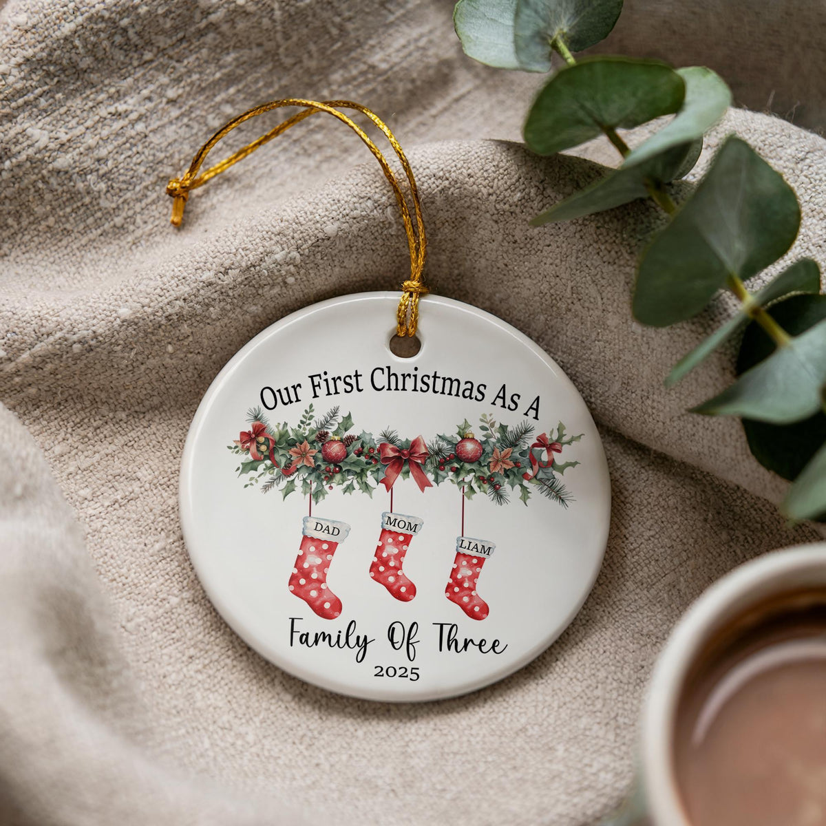 Personalized Family Christmas Ornament, First Christmas Keepsake