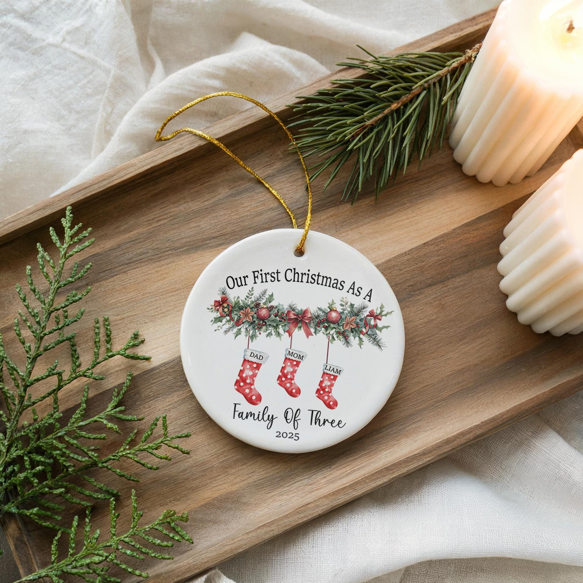 Personalized Family Christmas Ornament, First Christmas Keepsake