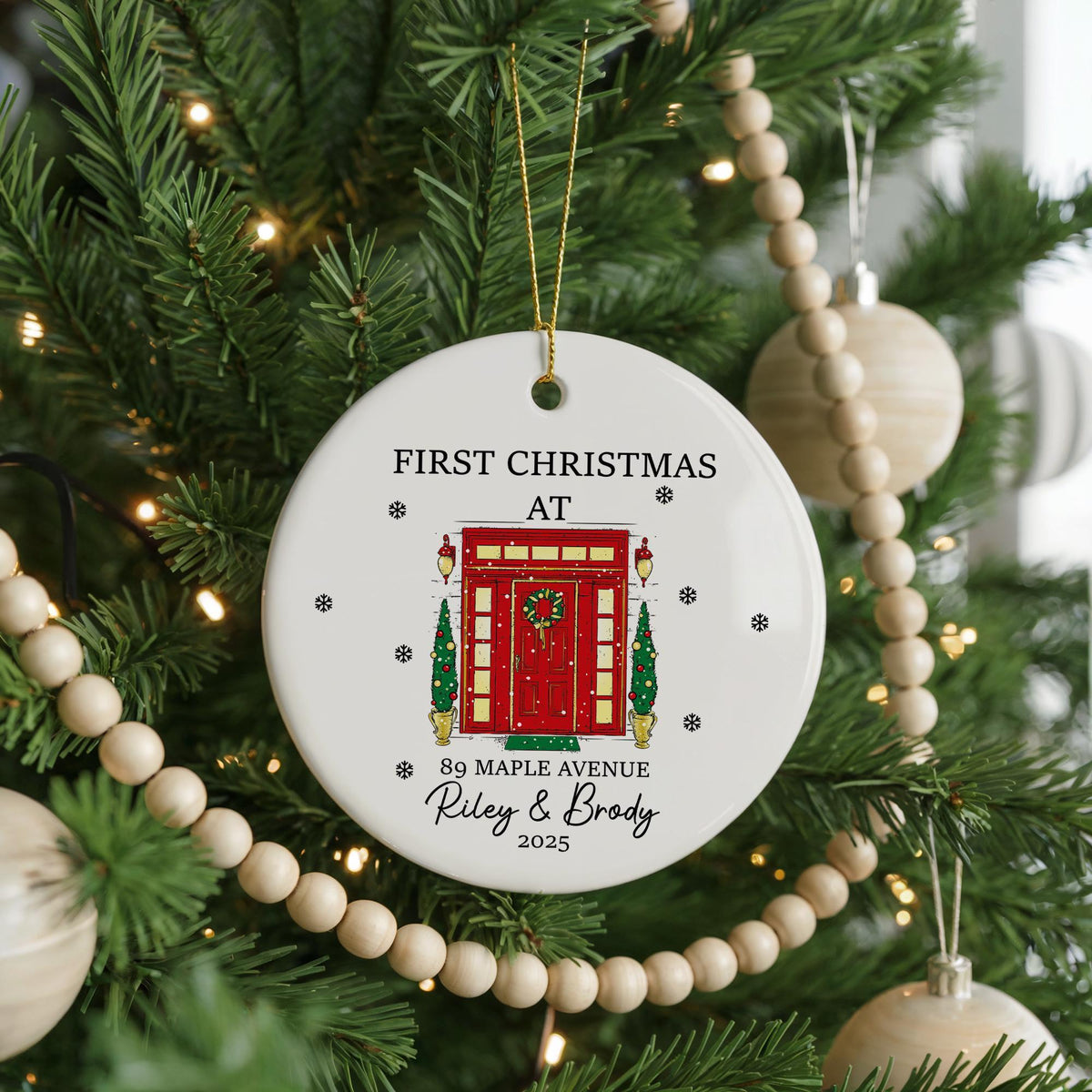 First Christmas New Home Ornament, Personalized Ceramic Keepsake