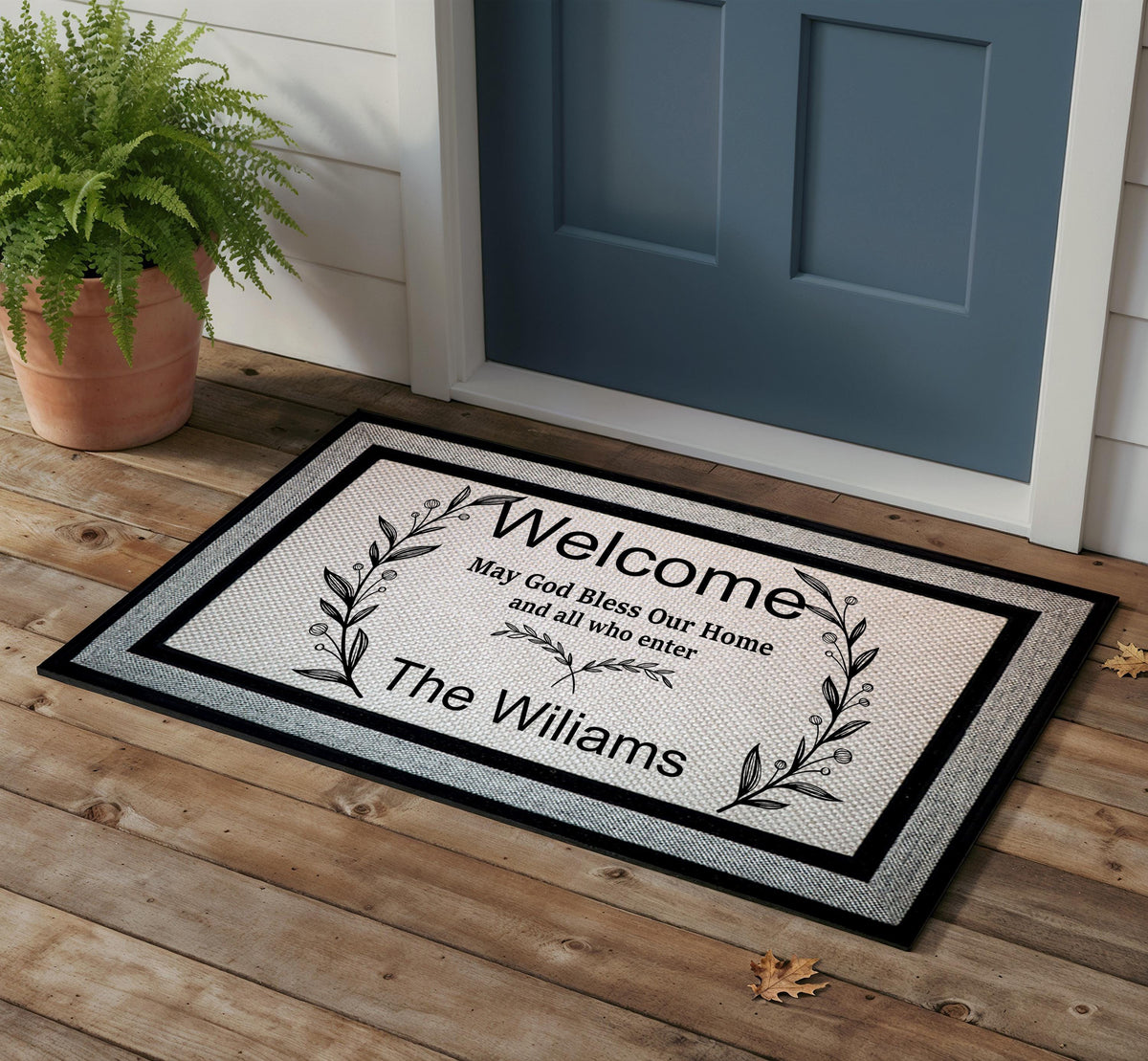 May God Bless Our Home Doormat, Custom Family Name Welcome Mat