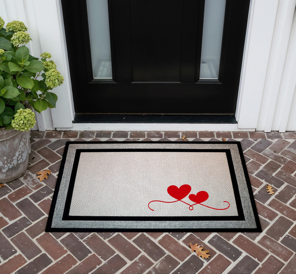 Romantic Hearts Doormat, Love Themed Welcome Mat, Cute Couple Indoor-Outdoor Mat, Minimalist Door Mat, Elegant Porch Mat, Gift for Newlyweds