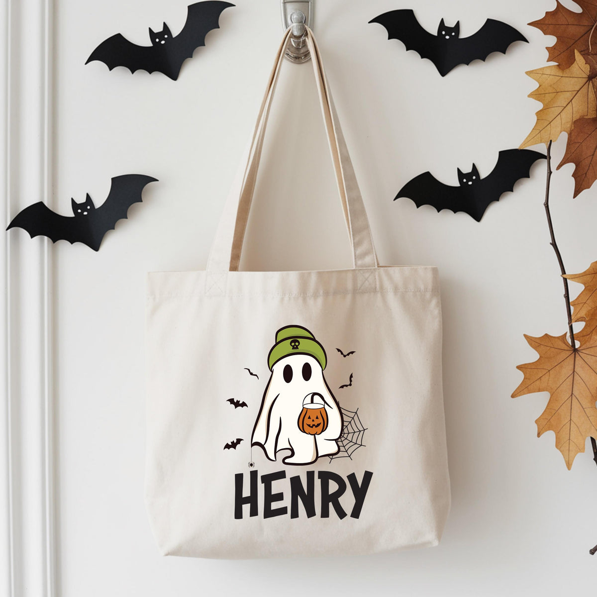 Custom Halloween Kids Tote Bag, Trick or Treat Tote Bag, Kids Halloween Tote, Ghost Halloween Tote Bag, Spooky Season Gift