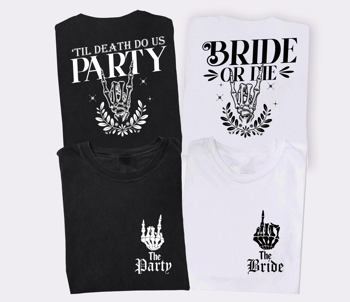 Bride Or Die Bachelorette Shirts, Gothic Bachelorette Party Tees, Skeleton Bride T-shirt, Halloween Bride Sweatshirt
