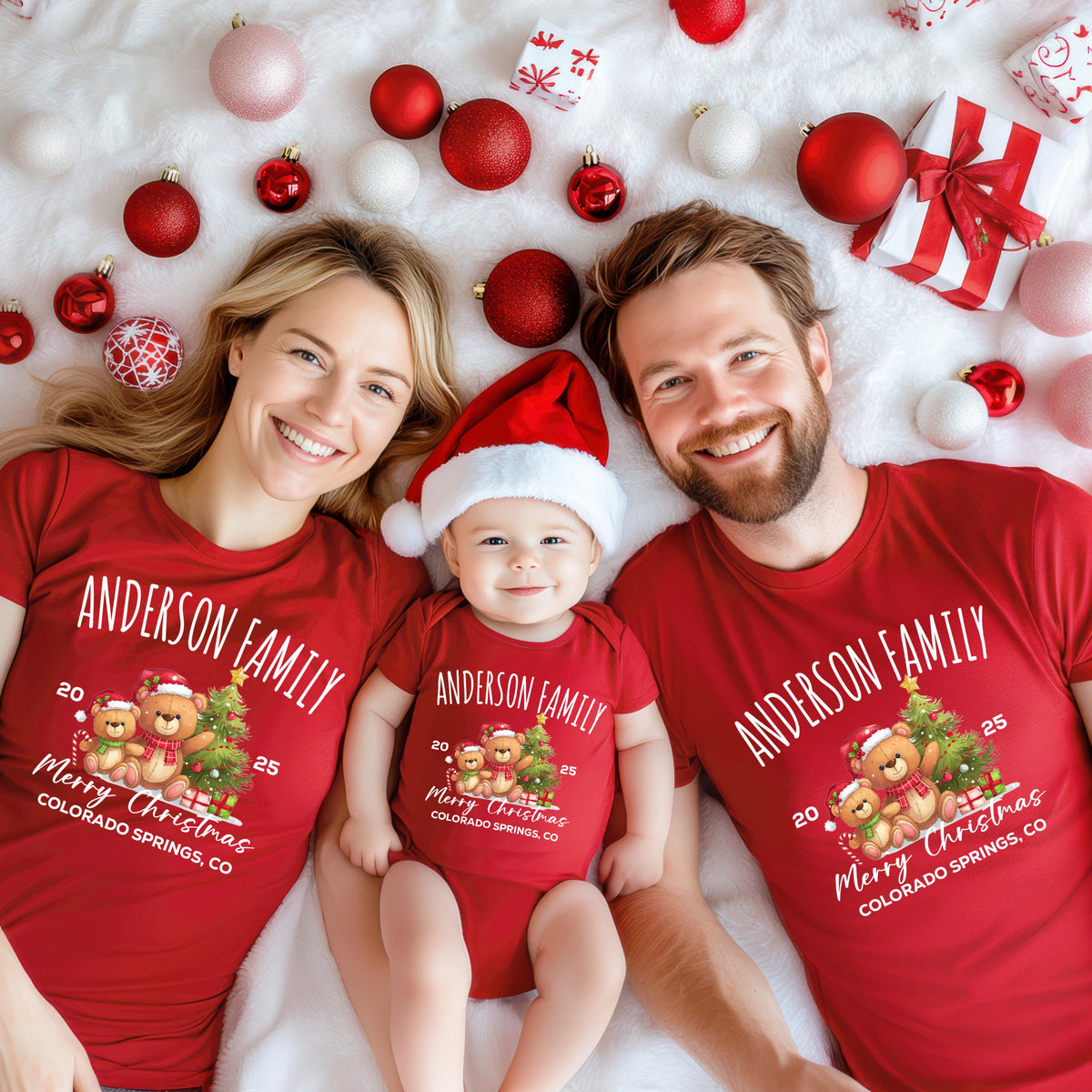 Family Christmas Shirt, Custom Family XMAS T-shirt, Merry Christmas Family Trip Tee, Santa Bear Hoodie, Christmas Tree Family Sweatshirt