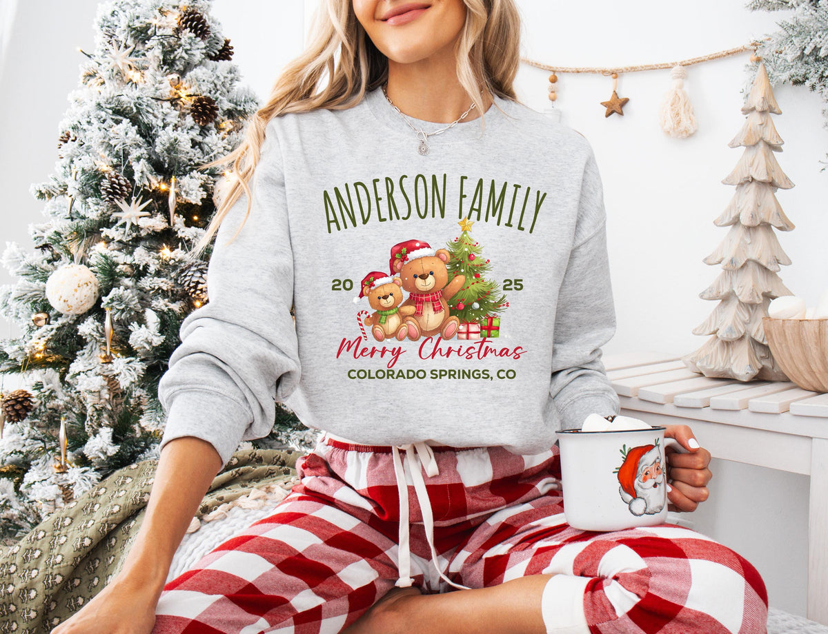 Family Christmas Shirt, Custom Family XMAS T-shirt, Merry Christmas Family Trip Tee, Santa Bear Hoodie, Christmas Tree Family Sweatshirt