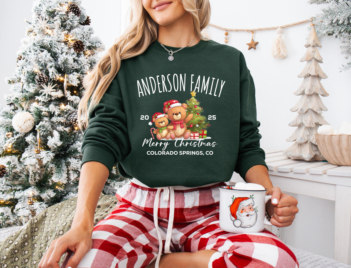 Family Christmas Shirt, Custom Family XMAS T-shirt, Merry Christmas Family Trip Tee, Santa Bear Hoodie, Christmas Tree Family Sweatshirt